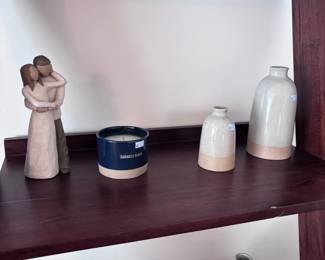 Willow Tree couple figurine, ceramic vases, decorative shelf items