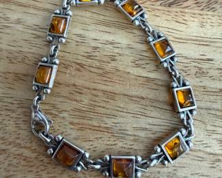 Amber & Sterling Bracelet