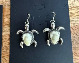 Sterling Silver & Shell Custom Turtle Earrings & Pendant