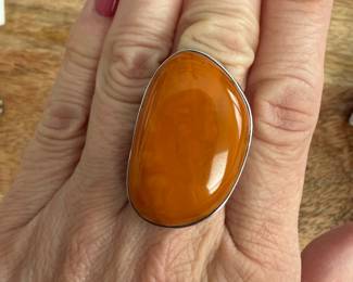Gorgeous Amber Sterling Ring