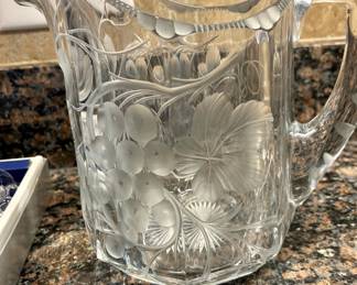 Heisey Pitcher Cut Glass Pattern with Grapes, Leaves