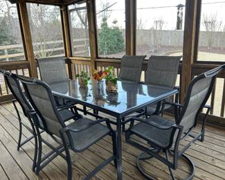Hampton Bay Table, 2 Swivel Arm Chairs, 4 Arm Chairs