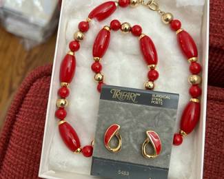 Trifari Necklace Earrings Set