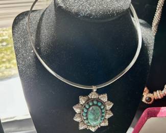 Sterling Turquoise Pendant and Choker