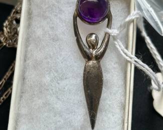 Amethyst Sterling Pendant Necklace
