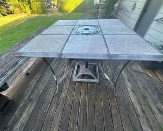 Patio table with umbrella stand
