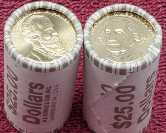 2 Rolls Presidential Dollars (50 Dollar Coins)