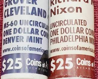 2 Rolls Presidential Dollar Coins--Cleveland & Nixon (50 Dollar Coins)