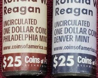 2 Rolls Presidential Dollar Coins--Regan P & D (50 Dollar Coins)