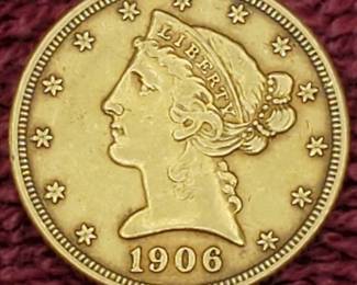 1906-D $5 Gold Liberty Head, only 320,000 Mintage