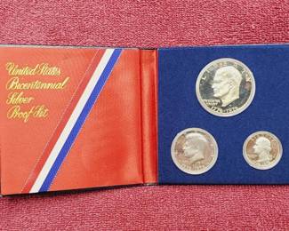 1776-1976 40% Silver Dollar, Half & Quarter in Folder