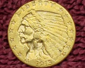 1913 $2.5 Gold Indian Head