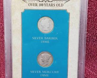 1 Barber Dime & 1 Mercury Dime--90% Silver