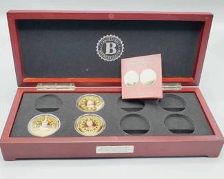3 Queen Elizabeth 90th Birthday Imperial Crown Coins in Wooden Box