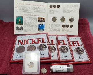 4 Folders, each with a V-Nickel, Buffalo Nickel & Jefferson Nickel; PLUS 2004-2006 "Ultimate Nickel Set & an extra Buffalo Nickel