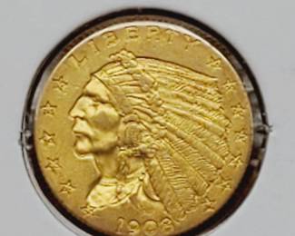 1908 $2.5 Gold Indian Head