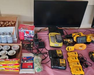 DeWalt Batteries. Lots of Sterno cans.