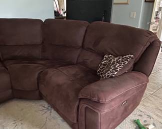 Chocolate Brown Microfiber Reclining Sectional Sofa second image
