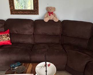 Chocolate Brown Microfiber Reclining Sectional Sofa third image