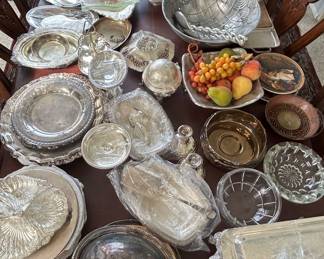 Assorted SilverPlated Serving Pieces and Decorative Items fourth image