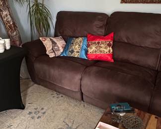 Chocolate Brown Microfiber Reclining Sectional Sofa fourth image