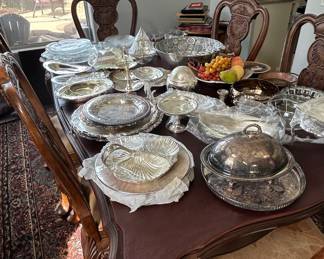 Assorted SilverPlated Serving Pieces and Decorative Items third image