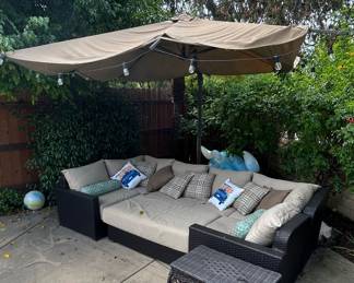 Ohana Depot Piece Outdoor Wicker Sectional Sofa with Coffee Table