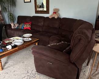 Chocolate Brown Microfiber Reclining Sectional Sofa