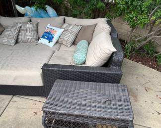 Ohana Depot Piece Outdoor Wicker Sectional Sofa with Coffee Table second image