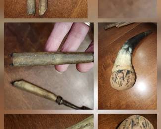 eating utensils Forks possibly pre Civil war era bone handles, victorian bovin pin cushion