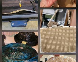 Evelyn Varone exclusive vintage beautiful blue feathers hat & of all brands of pill box hats purses, suitcases, 
