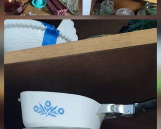 Corn Flower blue CorningWare a whole set of cooking serving  dishes with the handle attachments and lids