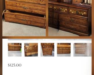  bedroom set- dresser headboard and a chest of drawers all matching set with the rails.
