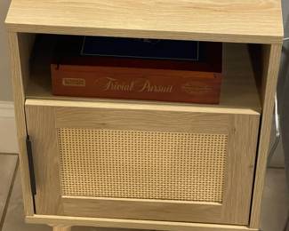 Blonde Side Table Mid Century with wicker door