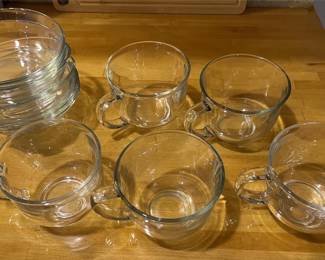 Clear bowls and cups