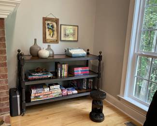 Three Shelf Book Case Art Books Games Vintage Typewriter