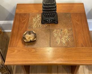 Wooden Side Table Inlaid tiles