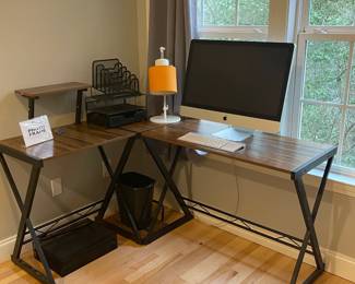 Corner Desk, Apple iMac , Lamp