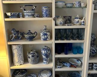 Blue and white everywhere.   Blue is a great color for decorating. 