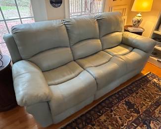 Leather electric reclining sofa. 