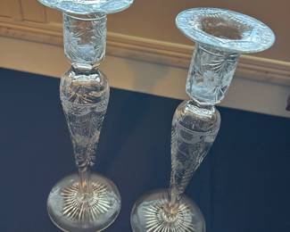 PAIR OF ENGRAVED CANDLESTICKS