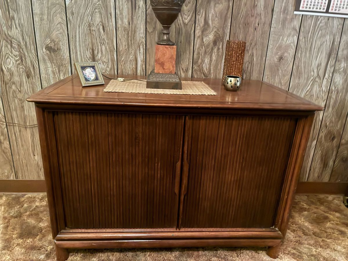 Mid-Century Modern Walnut Credenza with Tambour Doors