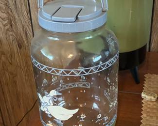 Vintage Duck & Bow Motif Glass Sun Tea Jar