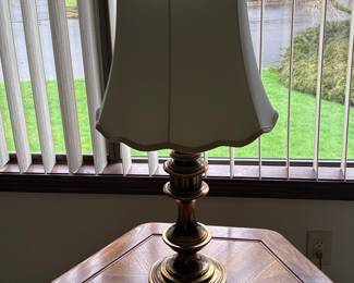 Vintage Stiffel Brass Table Lamp with Scalloped Shade