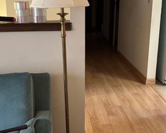 Stiffel Brass Floor Lamp with Cream Bell Shade