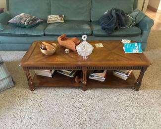 Traditional Walnut Coffee Table with Parquet Top