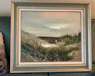 Coastal Landscape Oil Painting by H. Gailey
