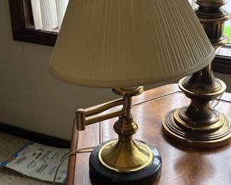Brass and Marble Swing Arm Desk Lamp