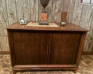 Mid-Century Modern Walnut Credenza with Tambour Doors