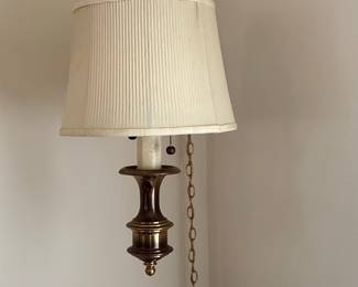 Vintage Stiffel Brass Hanging Swag Lamp with Pleated Shade